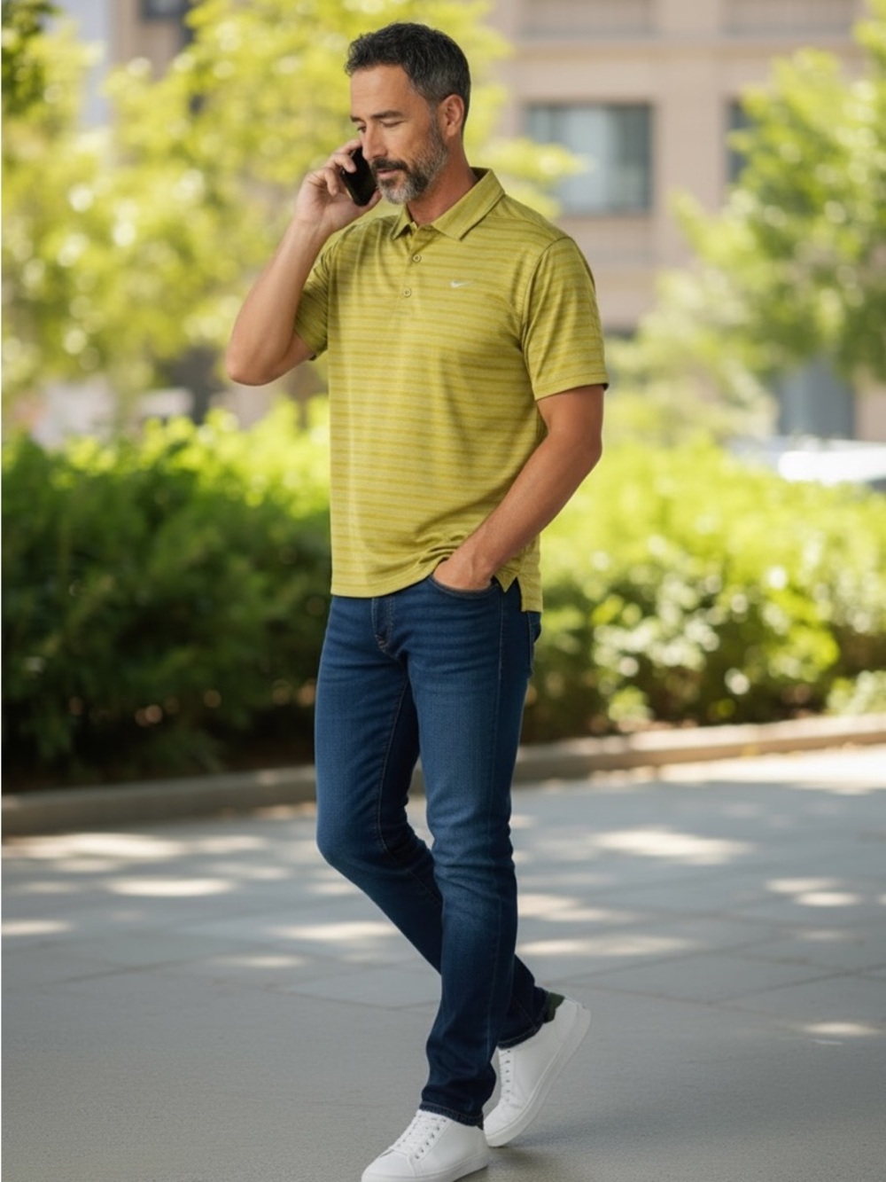 Nike Men’s Green Striped Polo Shirt
